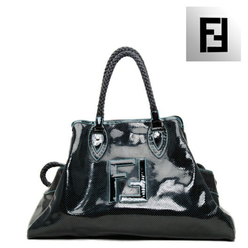 Fendi tote bag punched black green